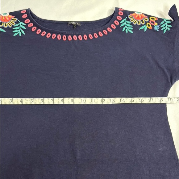 Talbots Embellished Blue Red Flutter Sleeve Mini Dress - Picture 3 of 5